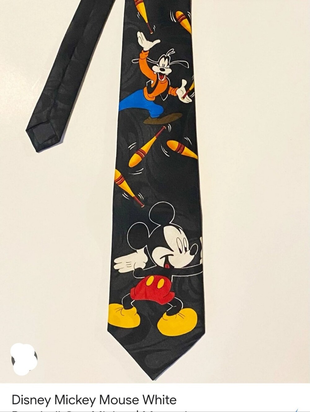 Disney Black Tie with Mickey & Goofy Juggling Colorful Character Art Vintage